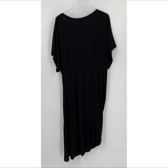 Eloquii Elements black knit shift dress ruching diagonal hem short sleeve 3X - Picture 4 of 5